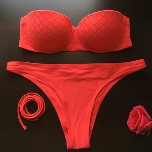 Aerie bandeau push up bikini with cheeky bottom